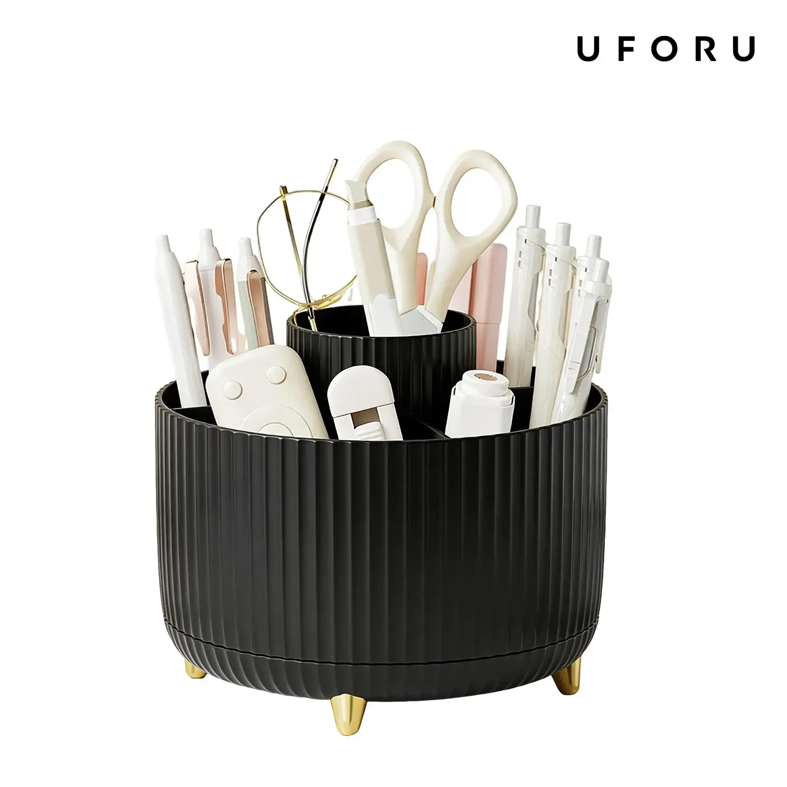 Luxury Skincare Box - 360 Rotating Makeup Organizer Luxury Striped