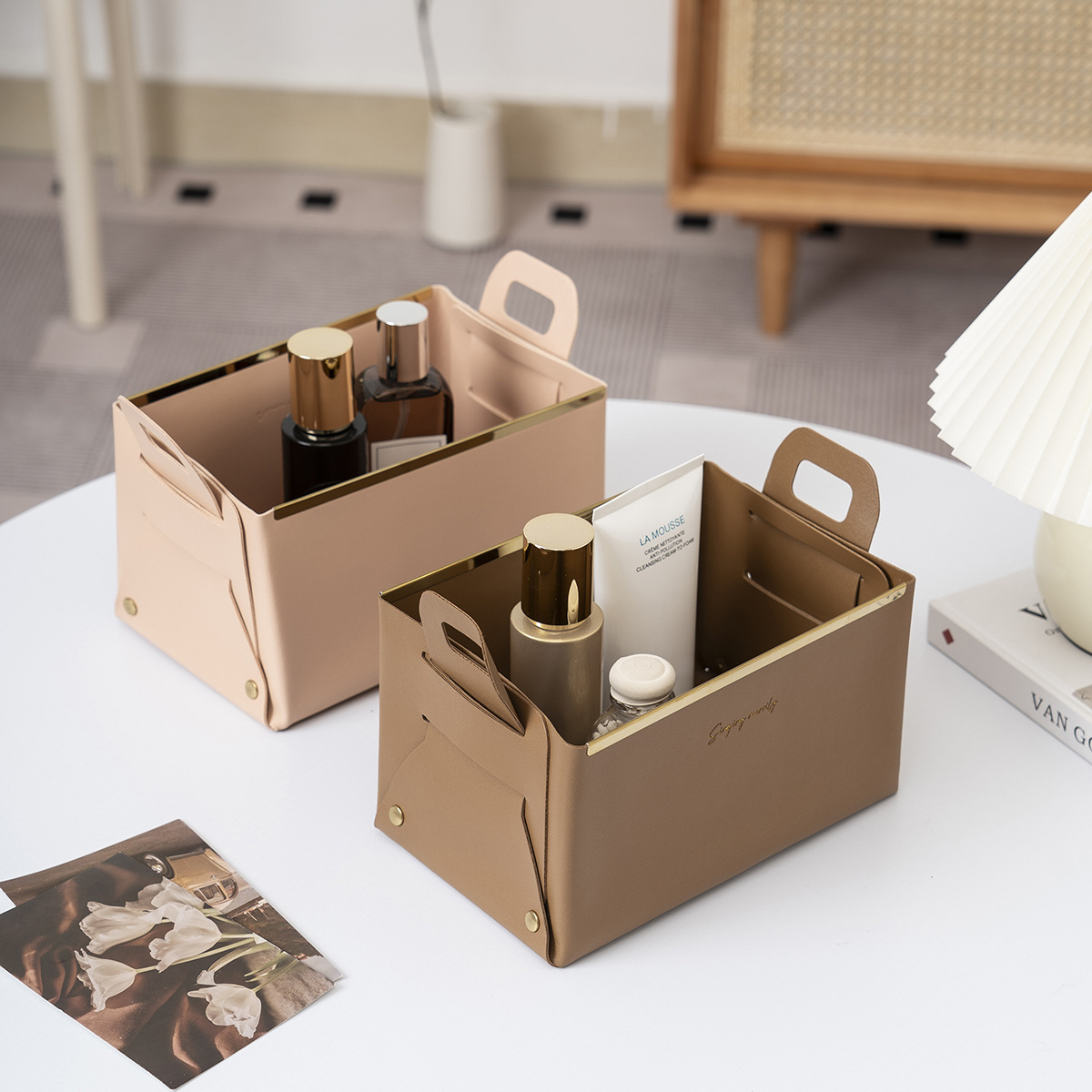 Light luxury leather storage b - Luxury Skincare Box review and price